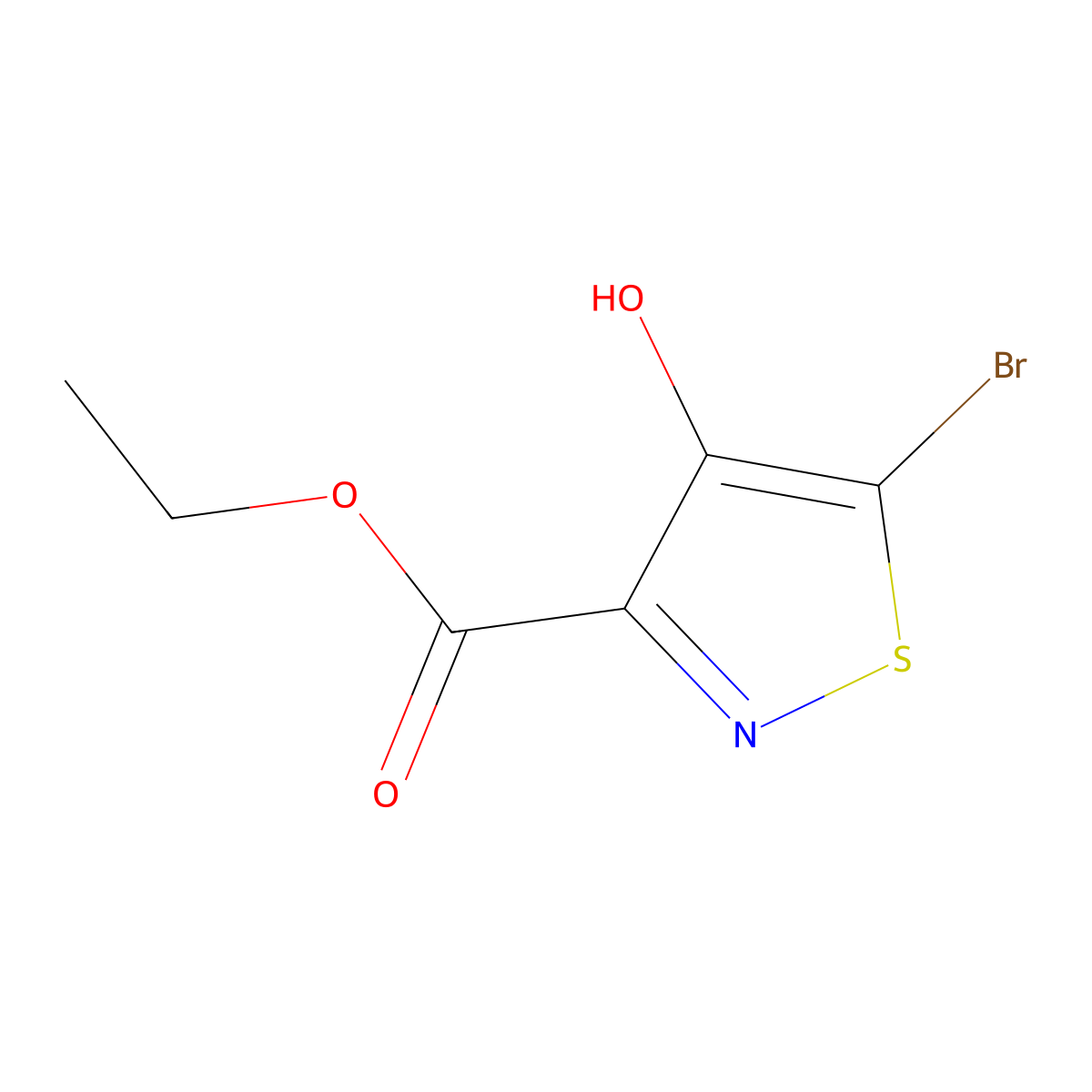 Ethyl 5-bromo-4-hydroxy-1,2-thiazole-3-carboxylate molecular structure, CAS 321601-49-4