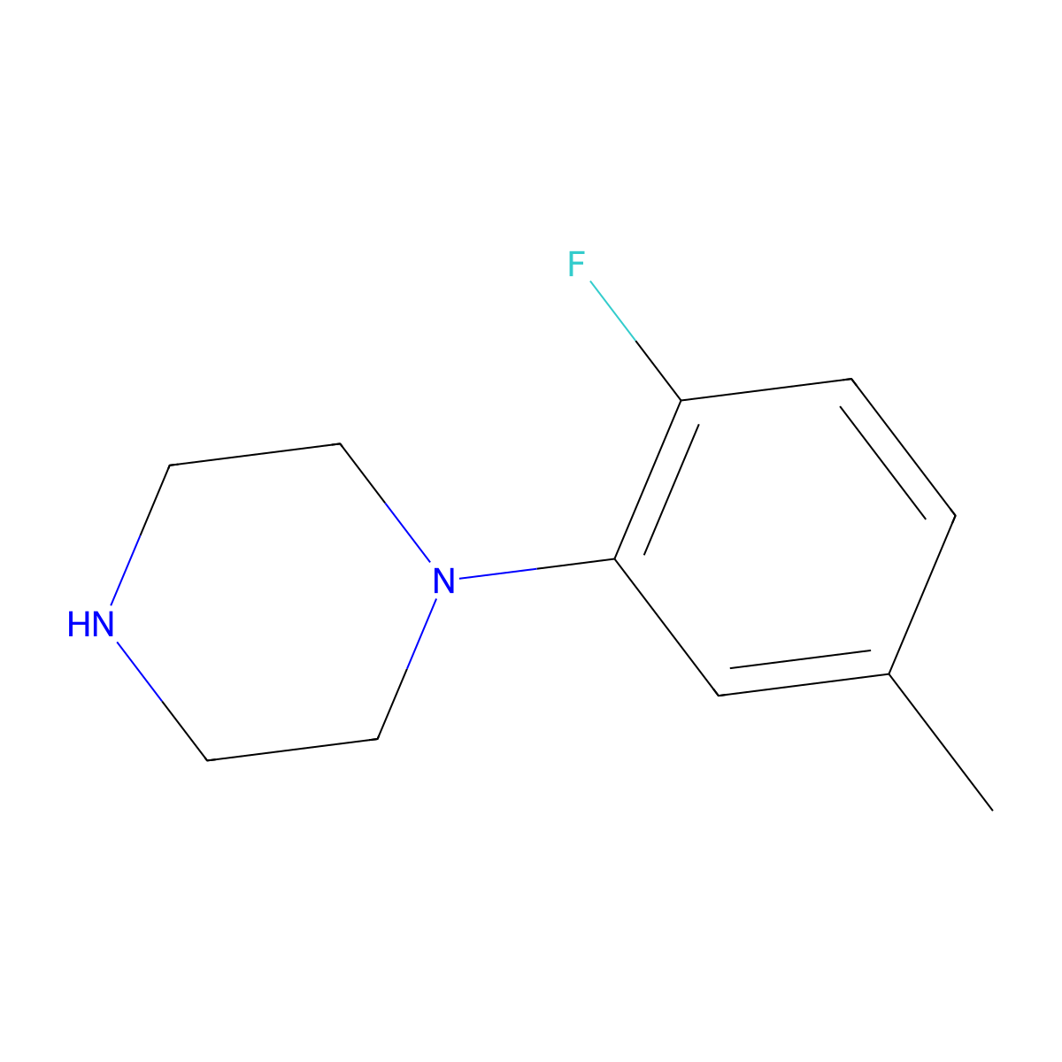 Piperazine, 1-(2-fluoro-5-methylphenyl)- molecular structure, CAS 321602-29-3