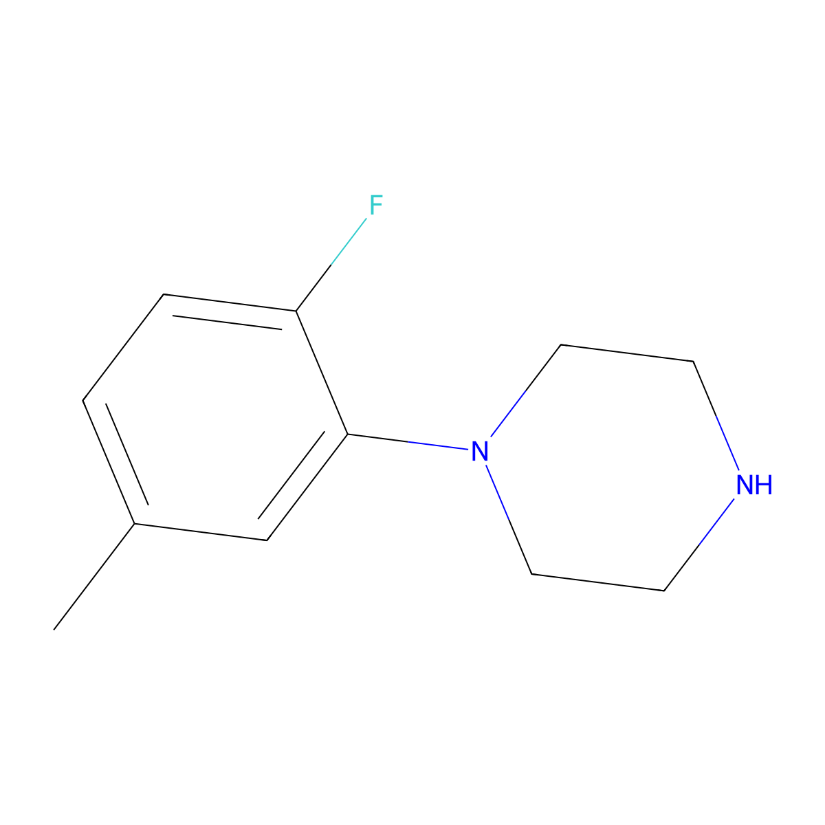 Piperazine, 1-(2-fluoro-5-methylphenyl)- molecular structure, CAS 321602-29-3