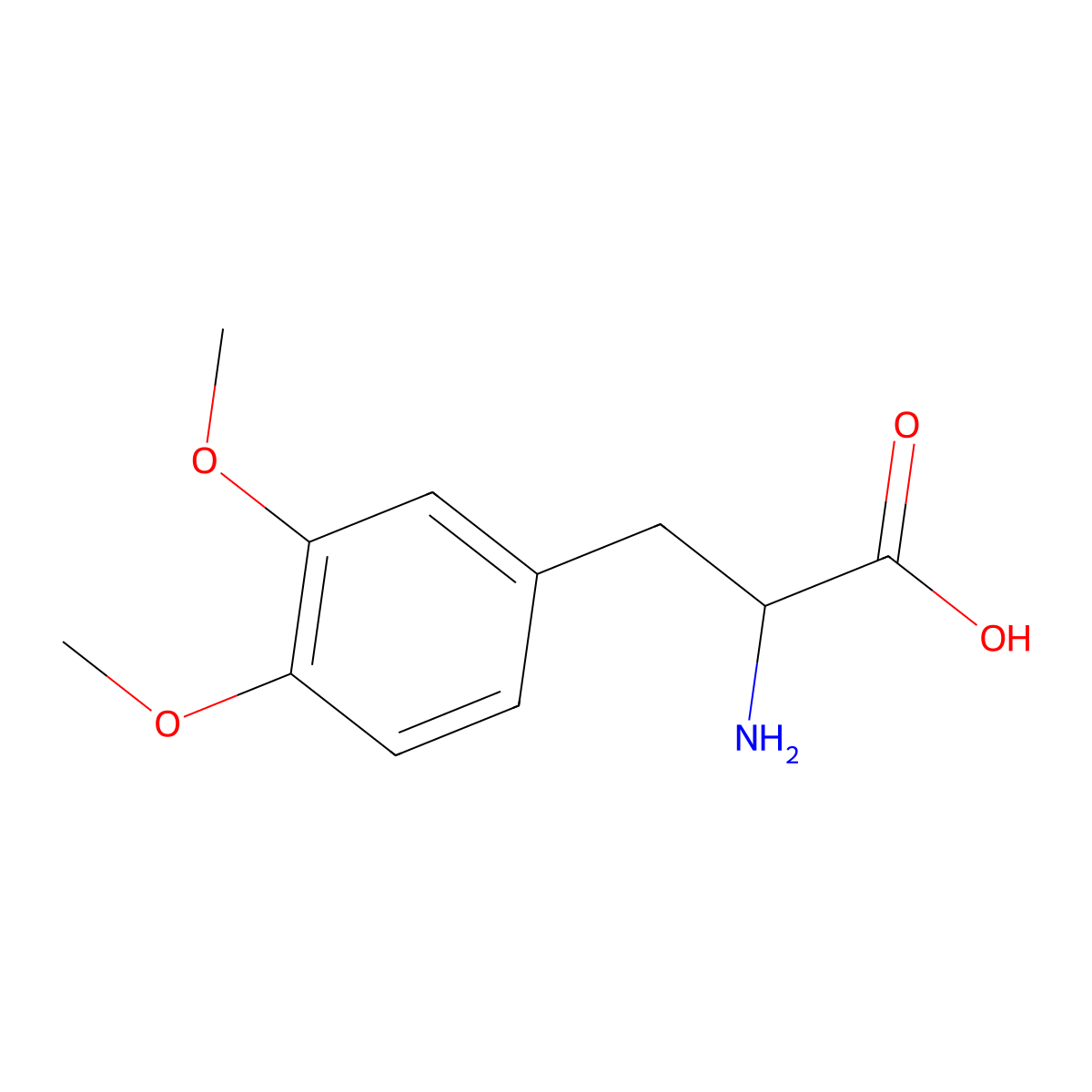 3,4-Dimethoxyphenylalanine, L- molecular structure, CAS 32161-30-1