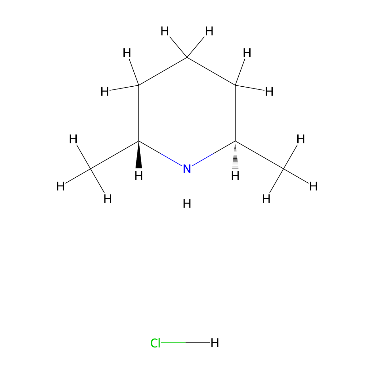 (2R,6R)-2,6-dimethylpiperidine hydrochloride molecular structure, CAS 32166-04-4