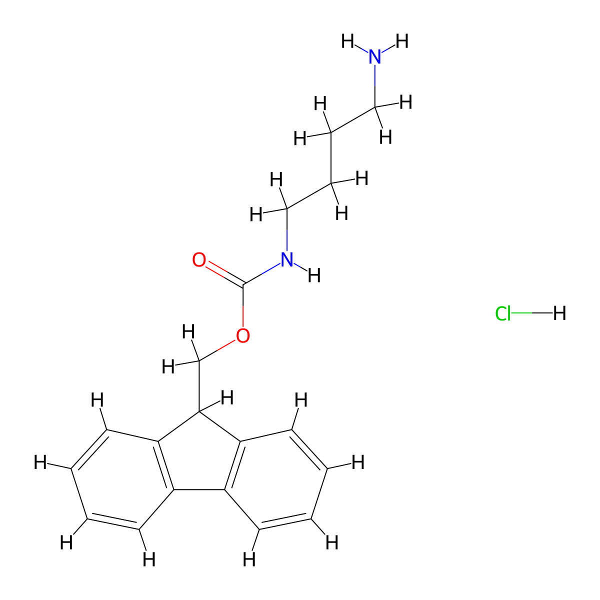 (9H-fluoren-9-yl)methyl N-(4-aminobutyl)carbamate hydrochloride molecular structure, CAS 321660-77-9