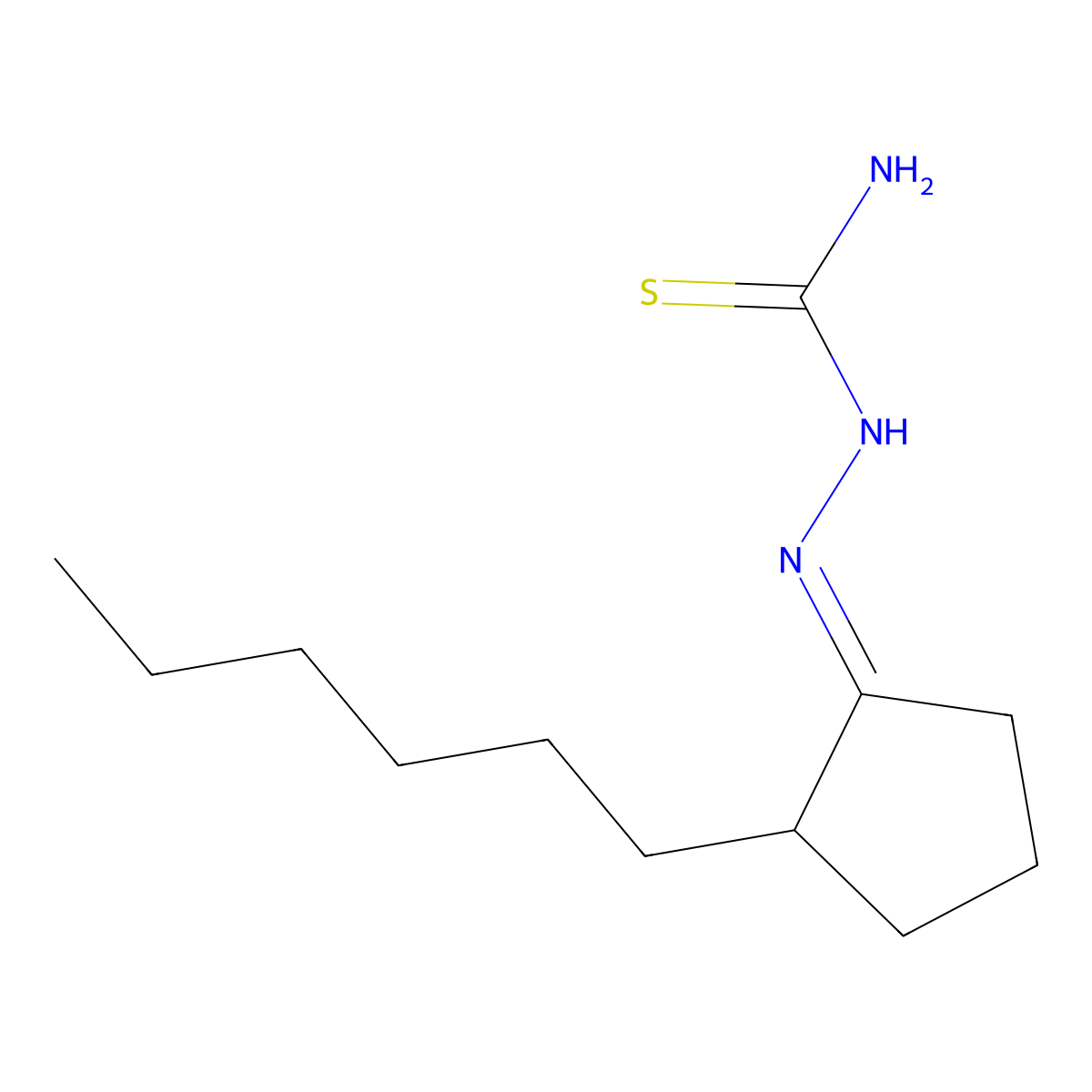 2-Hexyl-1-cyclopentanone thiosemicarbazone molecular structure, CAS 321673-30-7
