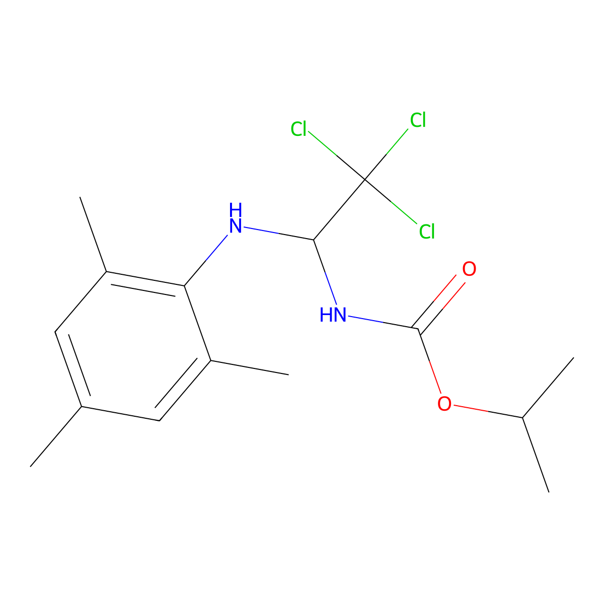 Isopropyl 2,2,2-trichloro-1-(mesitylamino)ethylcarbamate molecular structure, CAS 321679-90-7