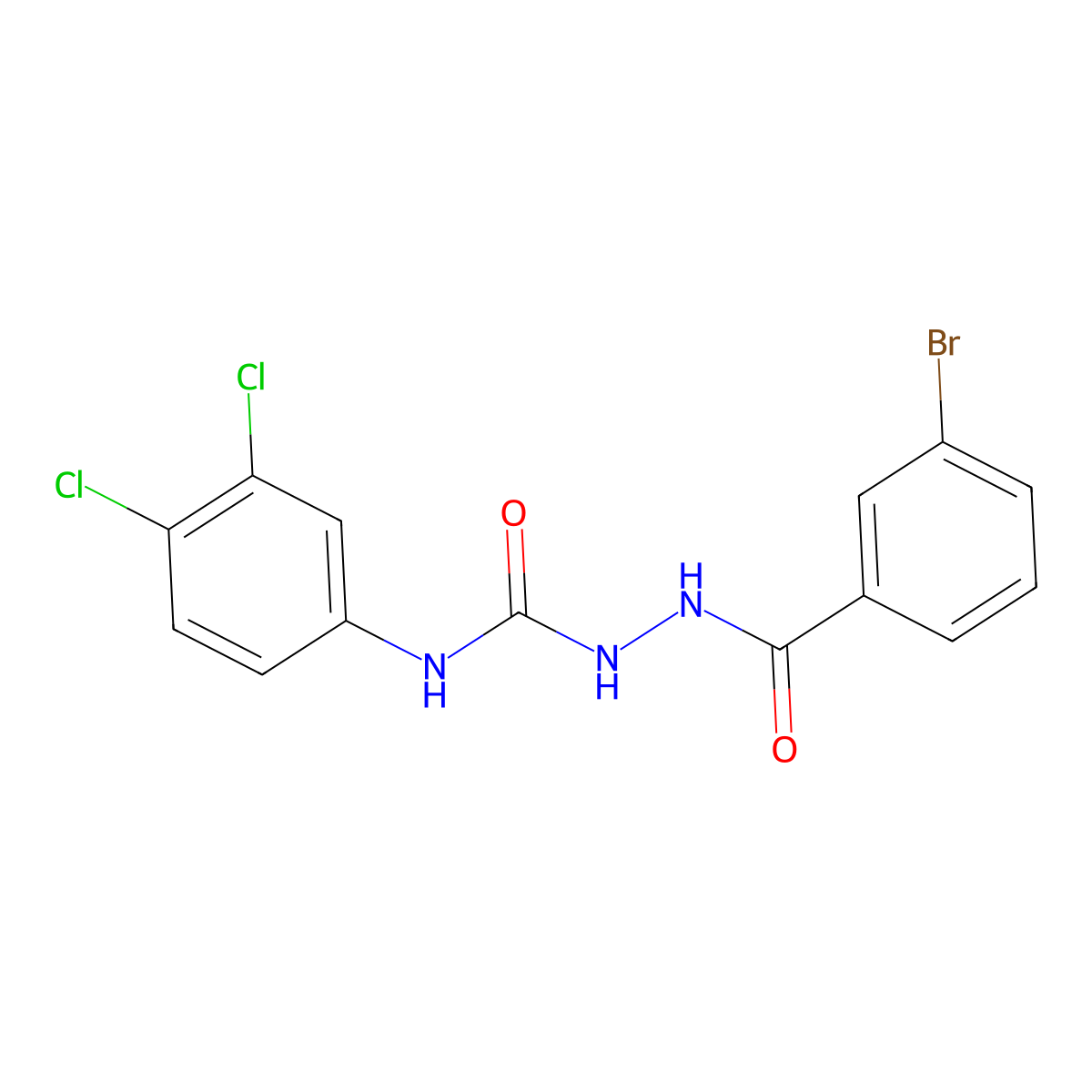 3-bromo-N-{[(3,4-dichlorophenyl)carbamoyl]amino}benzamide molecular structure, CAS 321680-02-8