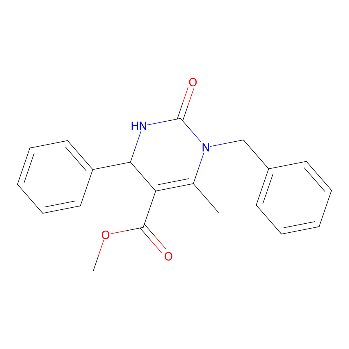 Methyl 1-benzyl-6-methyl-2-oxo-4-phenyl-1,2,3,4-tetrahydropyrimidine-5-carboxylate molecular structure, CAS 321680-21-1