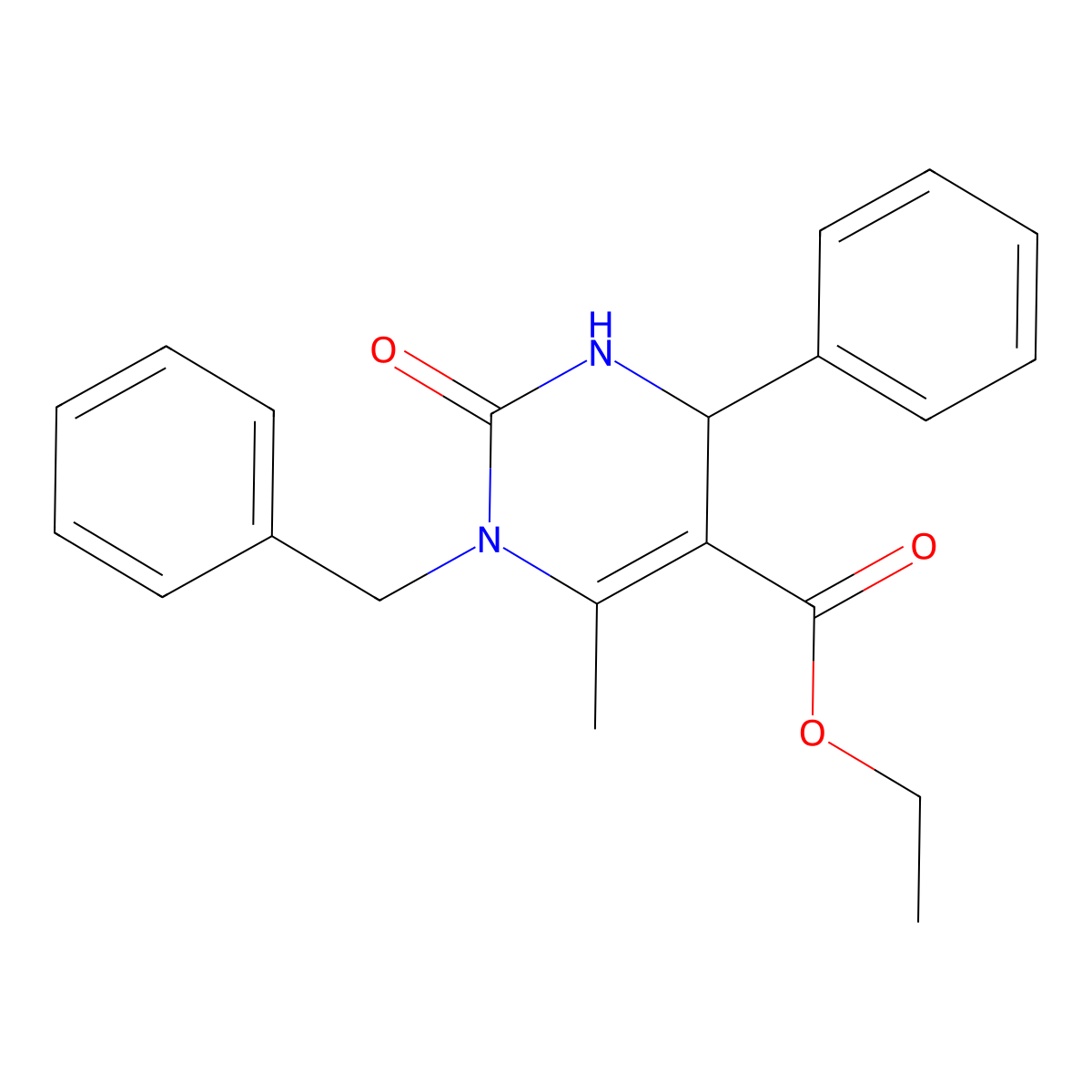 Ethyl 1-benzyl-6-methyl-2-oxo-4-phenyl-1,2,3,4-tetrahydropyrimidine-5-carboxylate molecular structure, CAS 321680-26-6