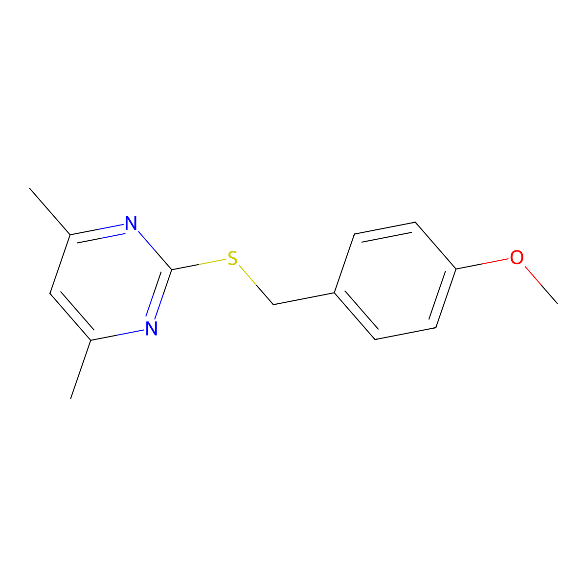 4-[(4,6-Dimethylpyrimidin-2-ylthio)methyl]-1-methoxybenzene molecular structure, CAS 321680-94-8
