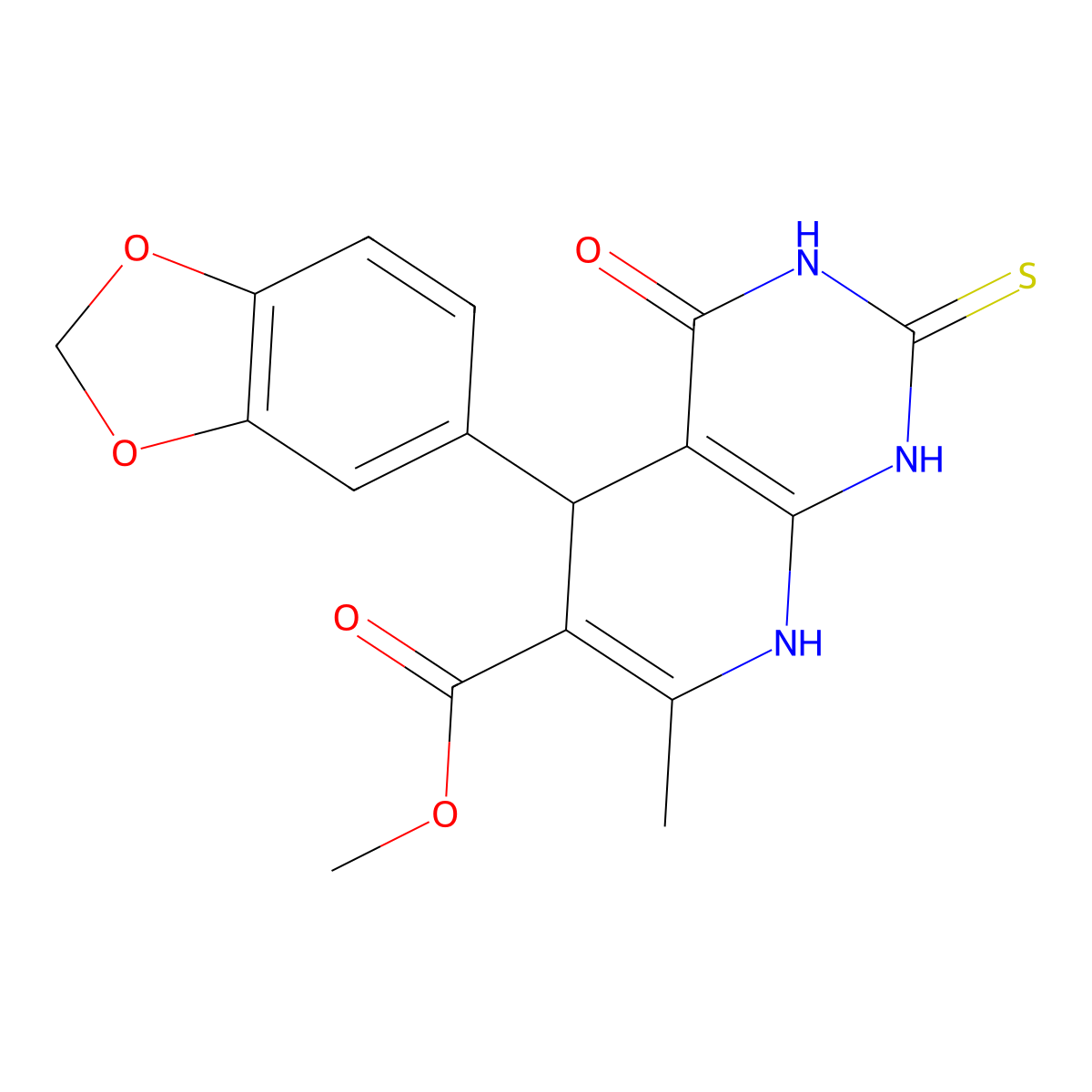 methyl 5-(1,3-benzodioxol-5-yl)-7-methyl-4-oxo-2-sulfanylidene-5,8-dihydro-1H-pyrido[2,3-d]pyrimidine-6-carboxylate molecular structure, CAS 321681-64-5