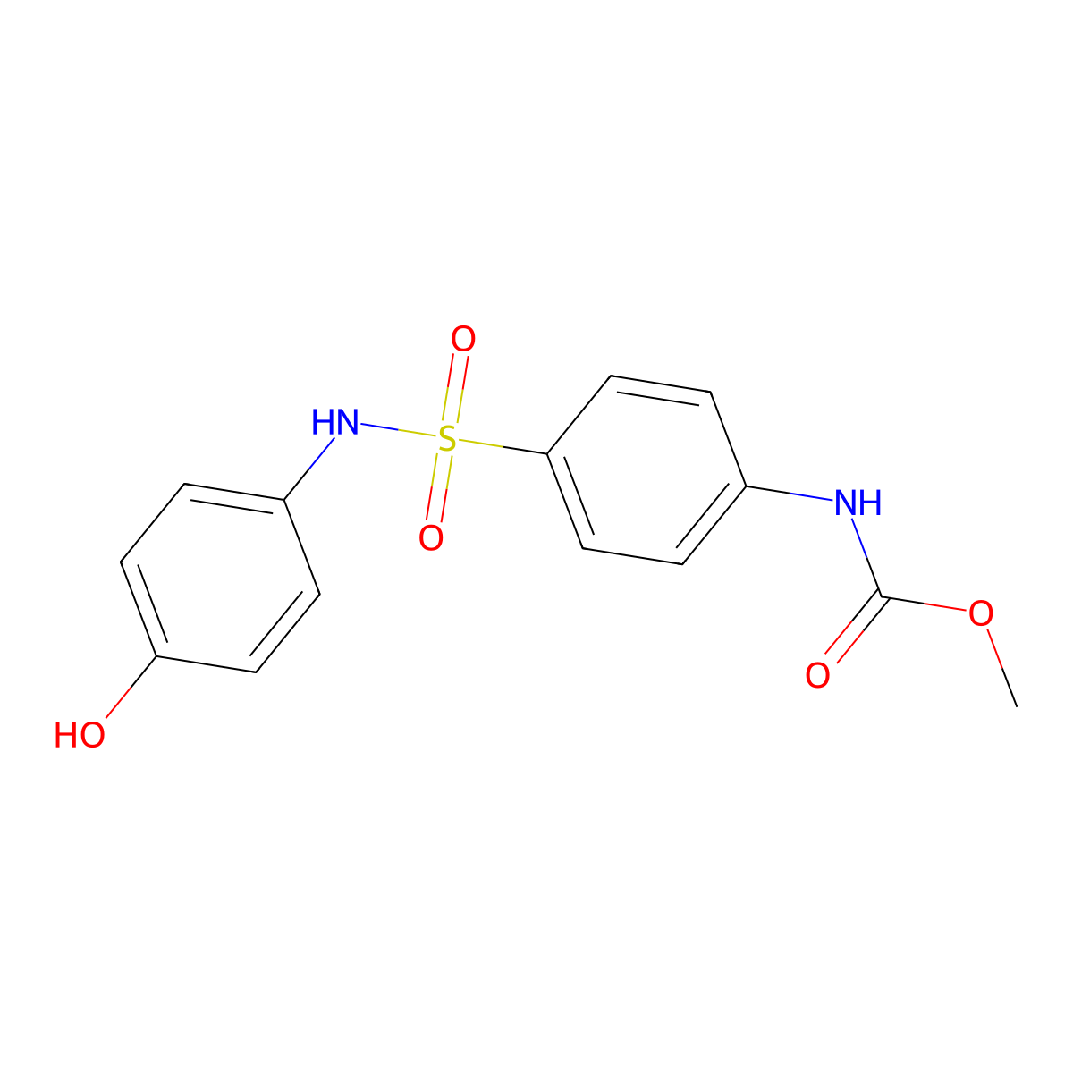 Methyl 4-[(4-hydroxyanilino)sulfonyl]phenylcarbamate molecular structure, CAS 321683-57-2