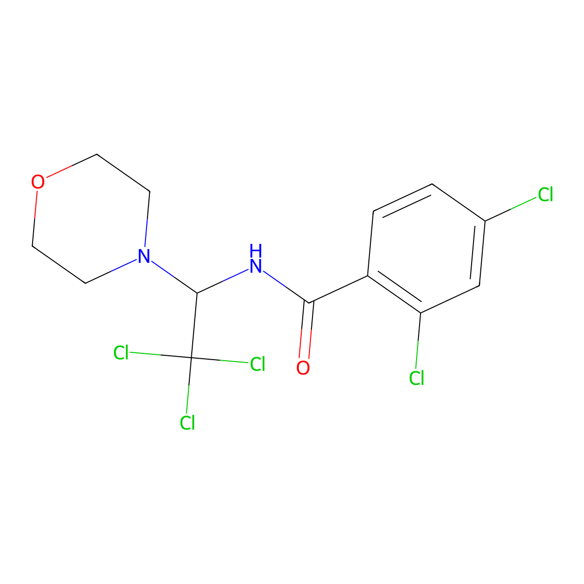 2,4-dichloro-N-[2,2,2-trichloro-1-(4-morpholinyl)ethyl]benzamide molecular structure, CAS 321684-13-3