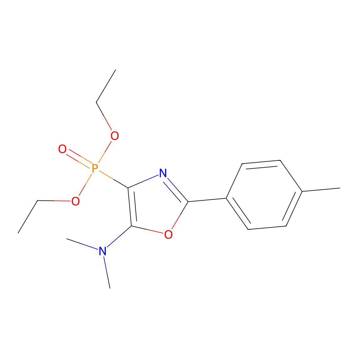4-diethoxyphosphoryl-N,N-dimethyl-2-(4-methylphenyl)-1,3-oxazol-5-amine molecular structure, CAS 321684-25-7