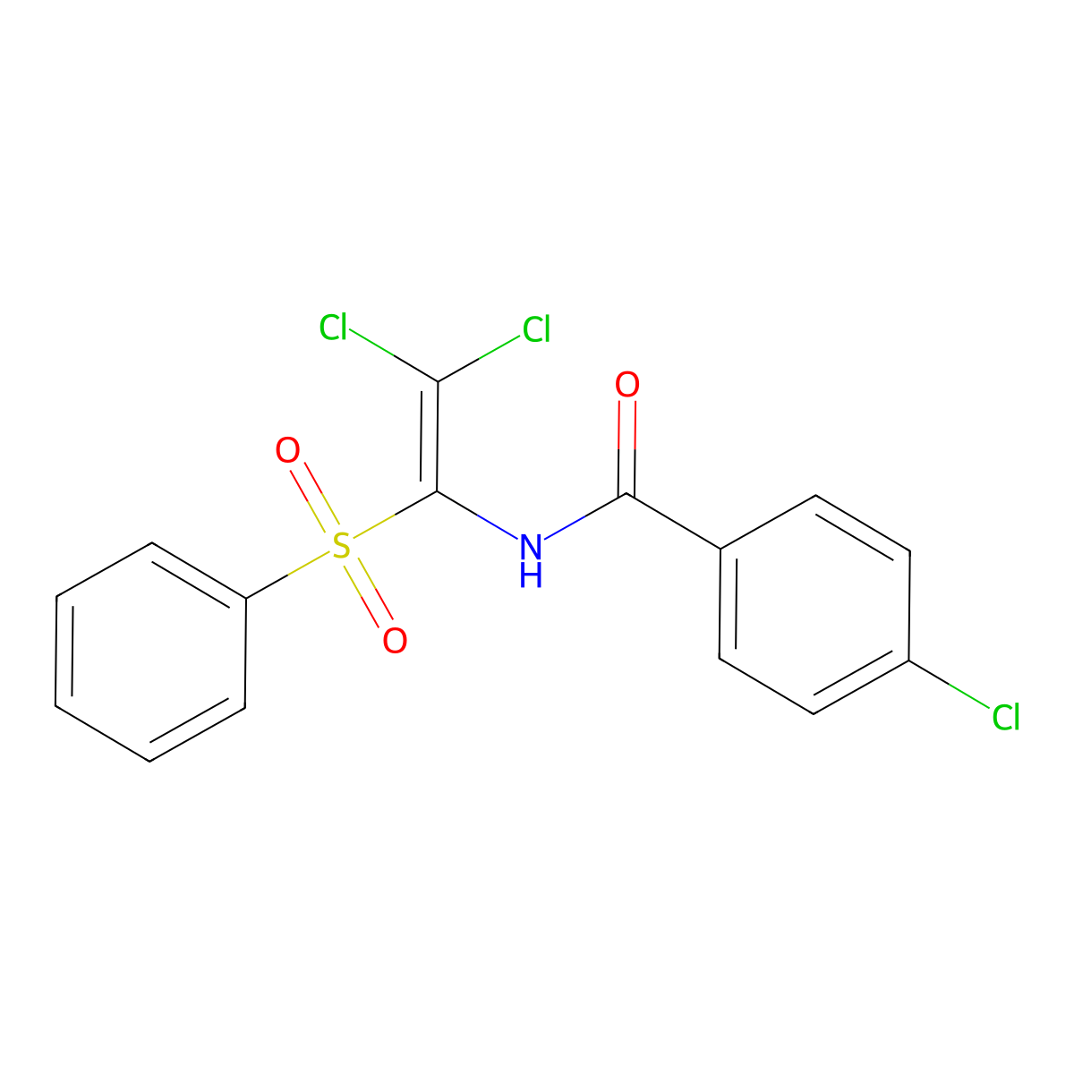 N-[1-(benzenesulfonyl)-2,2-dichloroethenyl]-4-chlorobenzamide molecular structure, CAS 321684-42-8