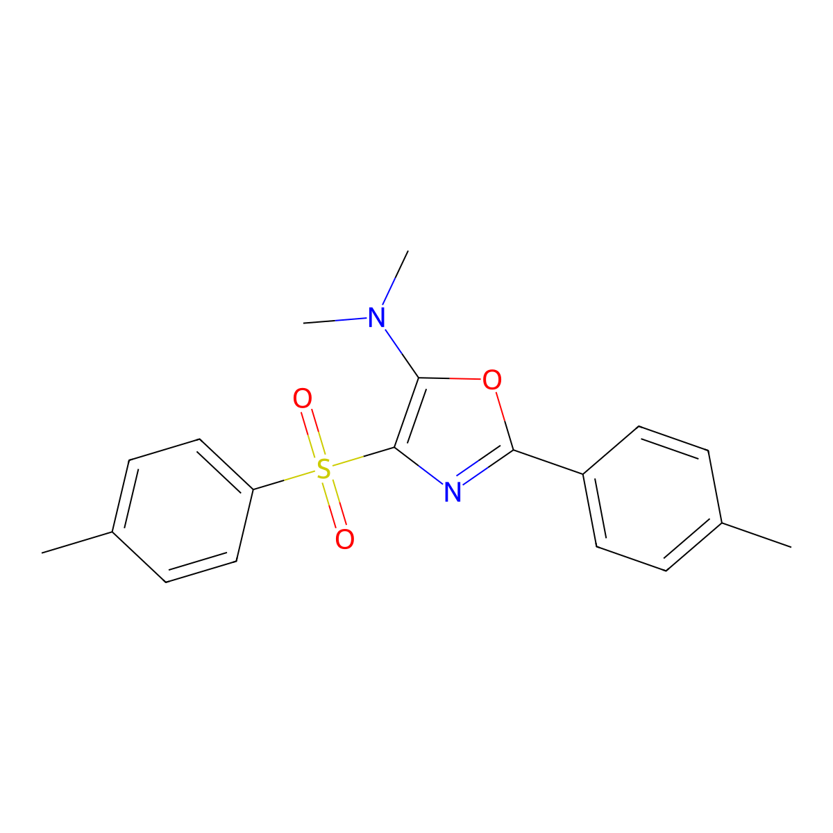N,N-dimethyl-2-(p-tolyl)-4-tosyloxazol-5-amine molecular structure, CAS 321685-78-3