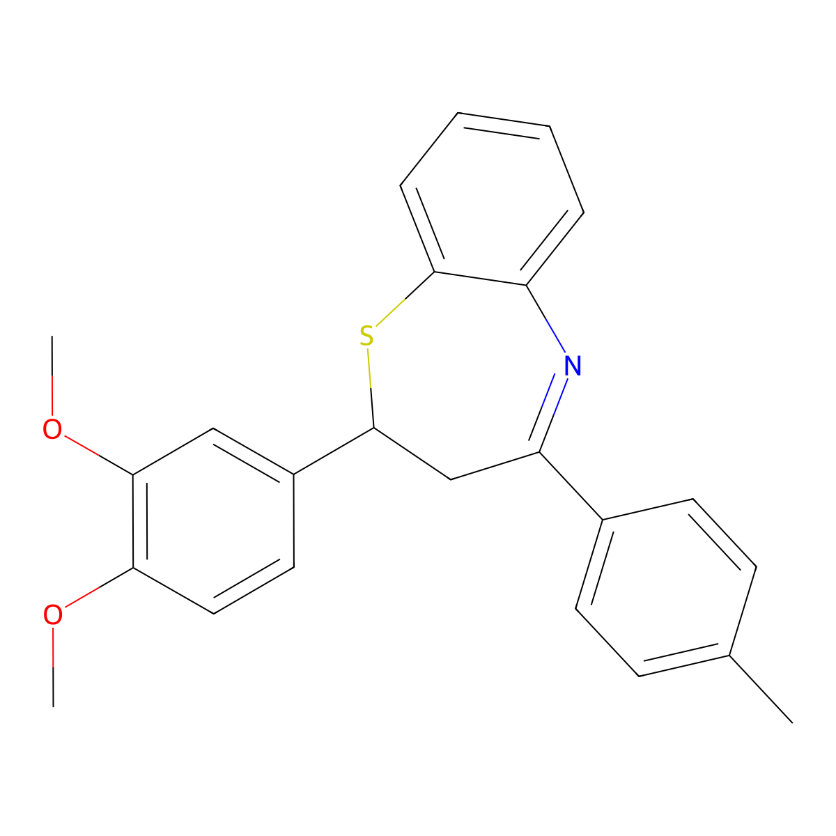 2-(3,4-Dimethoxyphenyl)-4-(4-methylphenyl)-2,3-dihydro-1,5-benzothiazepine molecular structure, CAS 321686-01-5