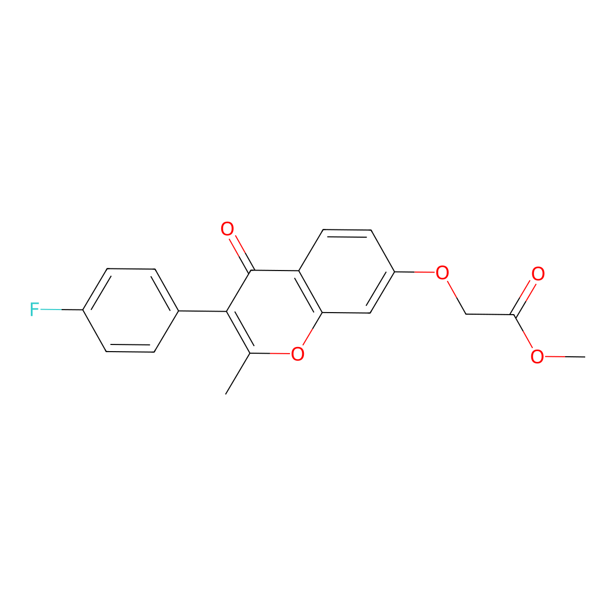Methyl 2-[3-(4-fluorophenyl)-2-methyl-4-oxochromen-7-yl]oxyacetate molecular structure, CAS 321686-18-4