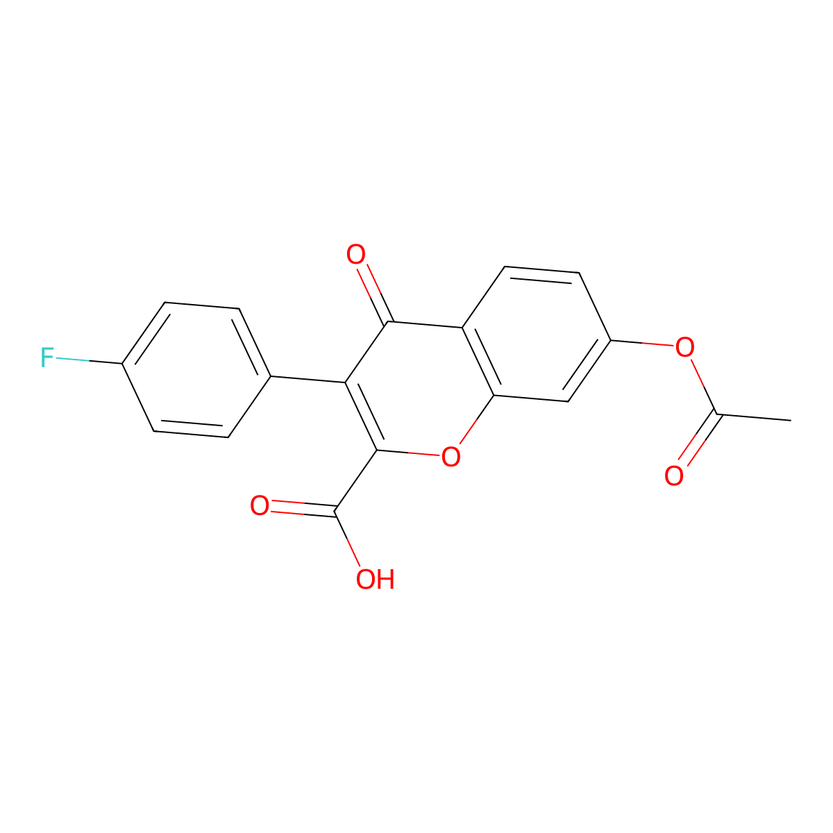 7-acetoxy-3-(4-fluorophenyl)-4-oxo-4H-chromene-2-carboxylic acid molecular structure, CAS 321686-19-5