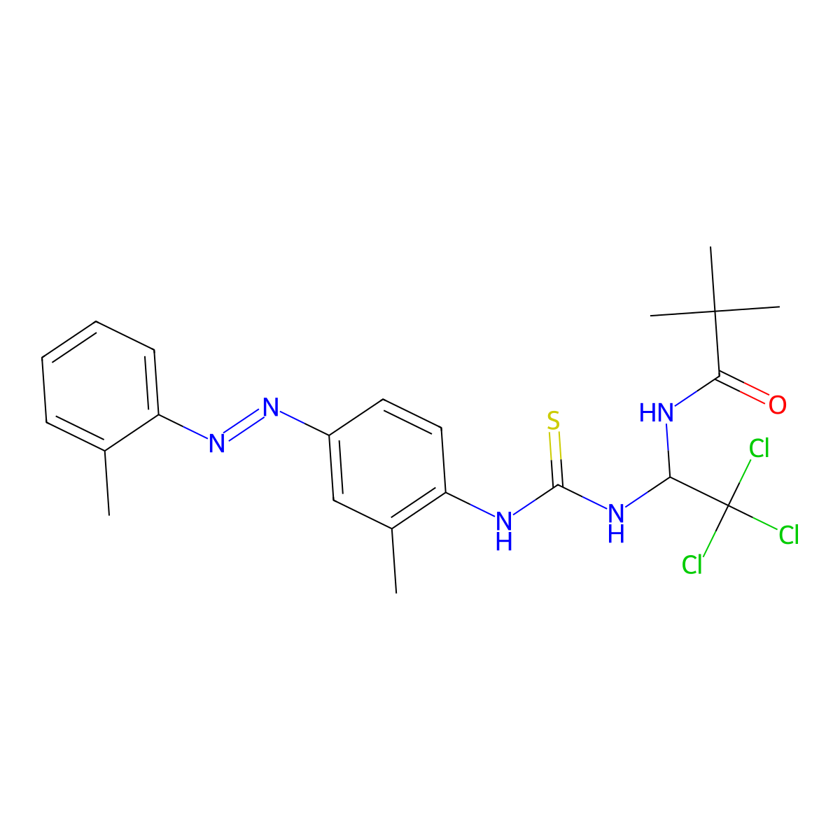 2,2-dimethyl-N-{2,2,2-trichloro-1-[({2-methyl-4-[(2-methylphenyl)diazenyl]anilino}carbothioyl)amino]ethyl}propanamide molecular structure, CAS 321686-57-1