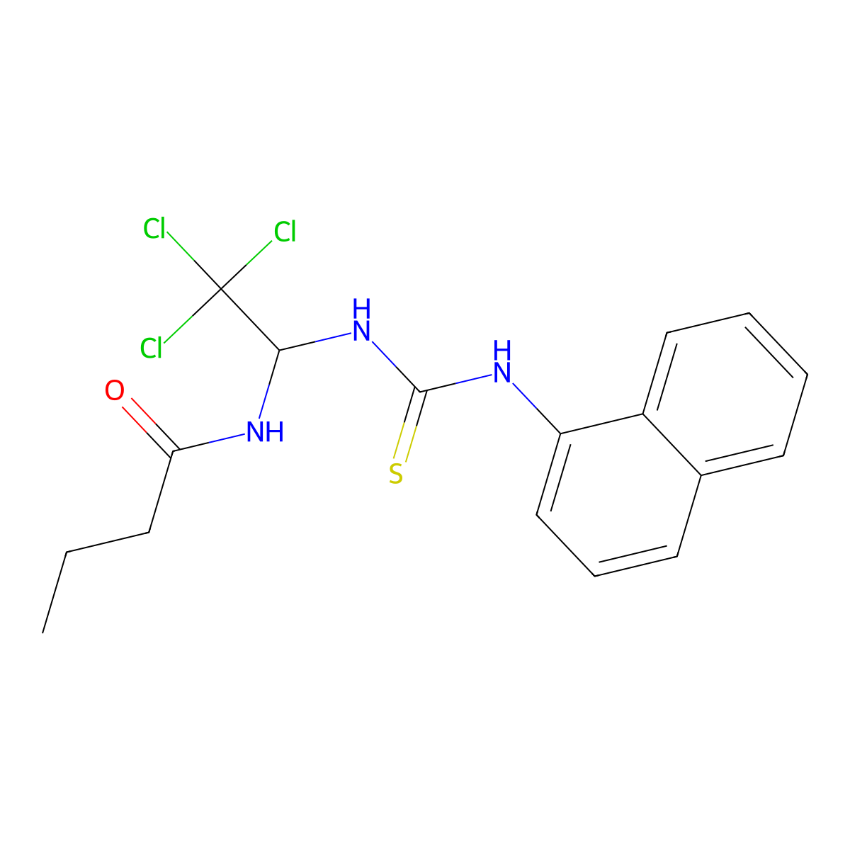 N-[2,2,2-trichloro-1-(naphthalen-1-ylcarbamothioylamino)ethyl]butanamide molecular structure, CAS 321686-59-3