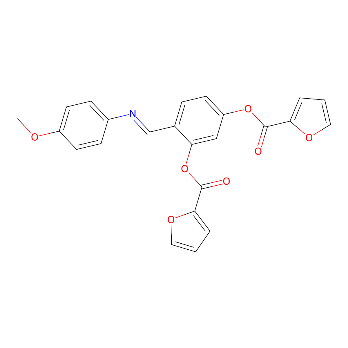 [3-(Furan-2-carbonyloxy)-4-[(4-methoxyphenyl)iminomethyl]phenyl] furan-2-carboxylate molecular structure, CAS 321687-24-5