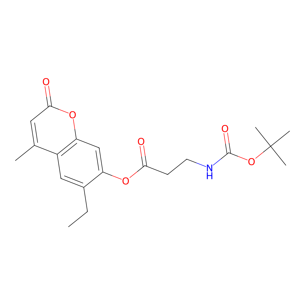 6-ethyl-4-methyl-2-oxo-2H-chromen-7-yl N-(tert-butoxycarbonyl)-beta-alaninate molecular structure, CAS 321687-32-5