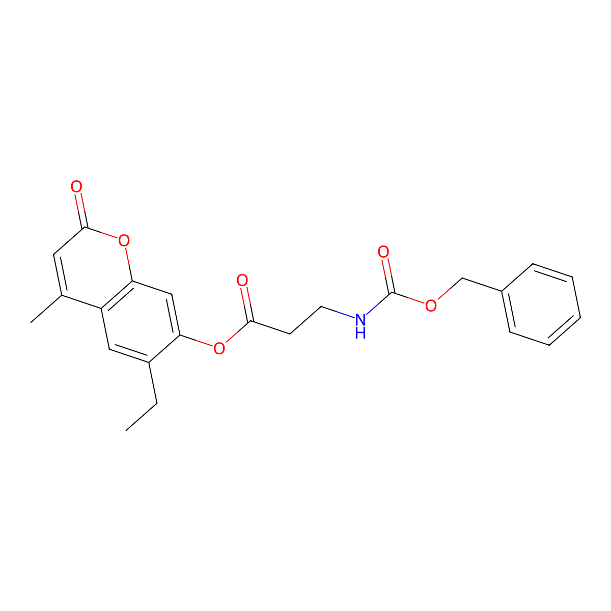 6-ethyl-4-methyl-2-oxo-2H-chromen-7-yl N-[(benzyloxy)carbonyl]-beta-alaninate molecular structure, CAS 321687-34-7