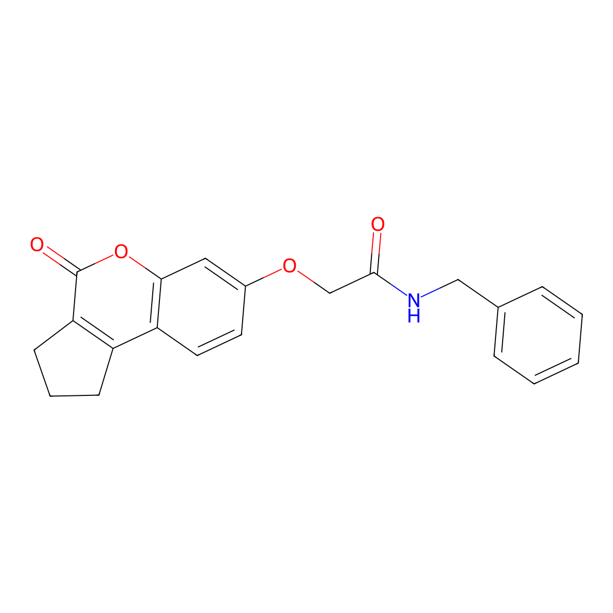 N-benzyl-2-({4-oxo-1H,2H,3H,4H-cyclopenta[c]chromen-7-yl}oxy)acetamide molecular structure, CAS 321687-54-1