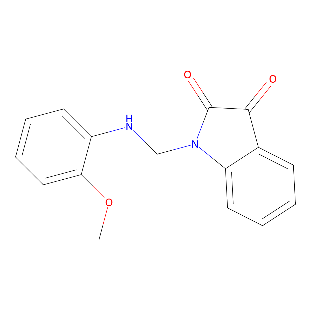 1-(((2-Methoxyphenyl)amino)methyl)indoline-2,3-dione molecular structure, CAS 321688-68-0
