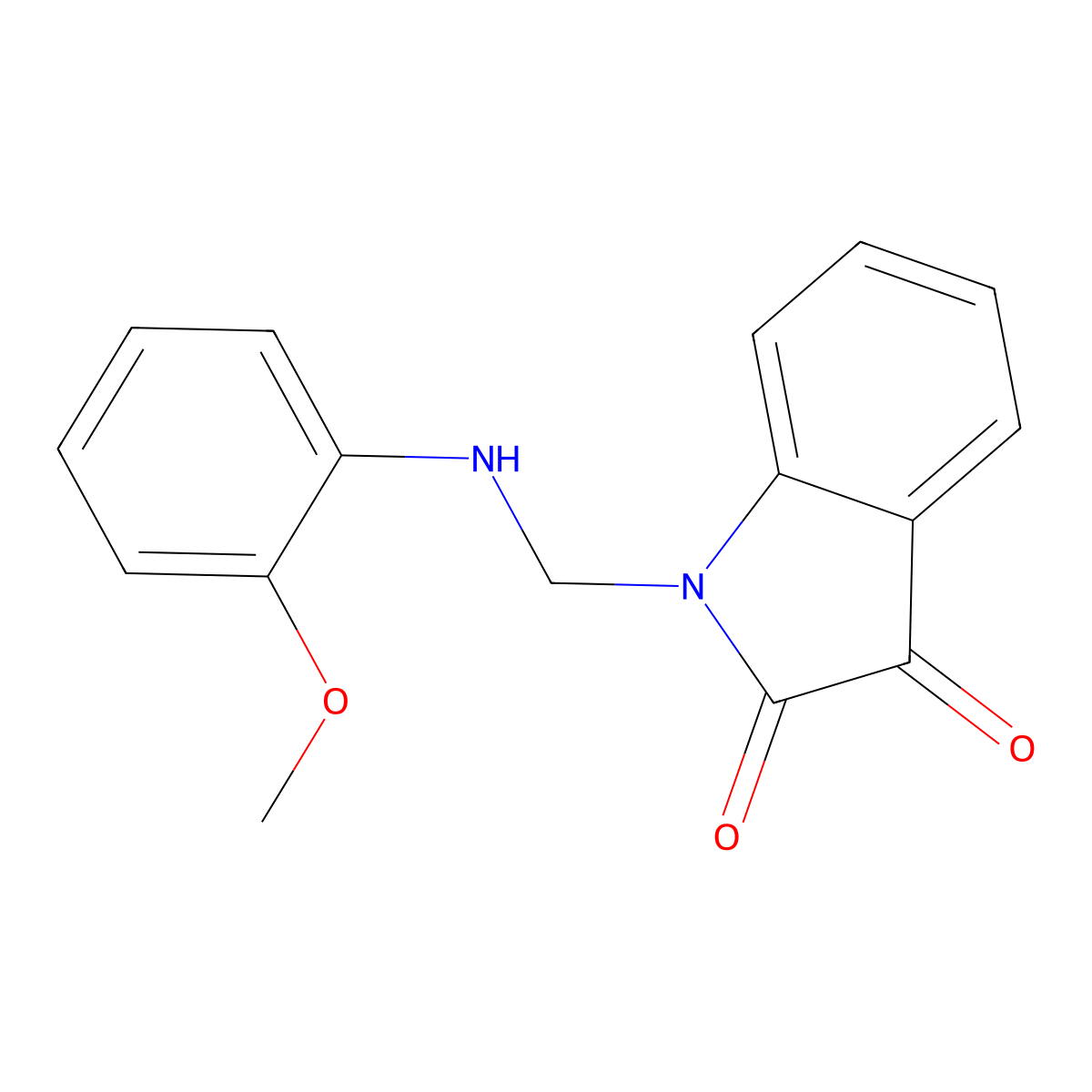 1-(((2-Methoxyphenyl)amino)methyl)indoline-2,3-dione molecular structure, CAS 321688-68-0