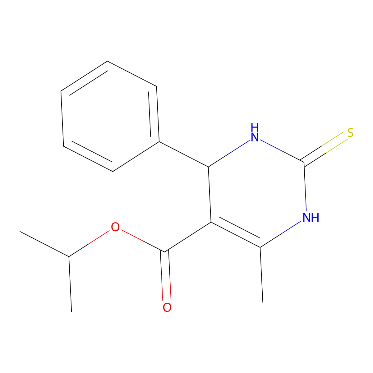 Propan-2-yl 4-methyl-6-phenyl-2-sulfanyl-1,6-dihydropyrimidine-5-carboxylate molecular structure, CAS 321691-00-3