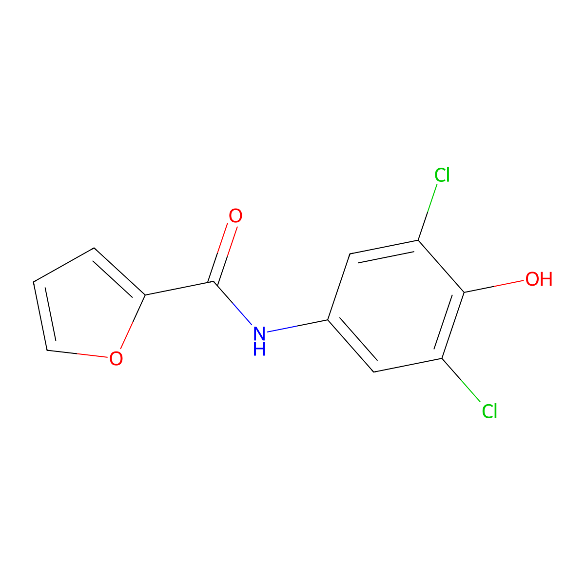 N-(3,5-dichloro-4-hydroxyphenyl)furan-2-carboxamide molecular structure, CAS 321693-09-8