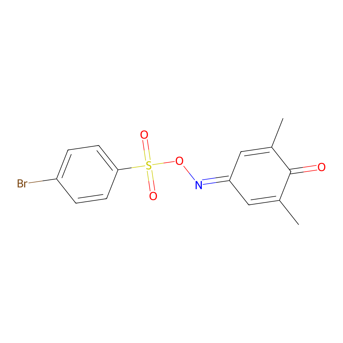 2,6-Dimethyl-2,5-cyclohexadiene-1,4-dione 4-[O-[(4-bromophenyl)sulfonyl]oxime] molecular structure, CAS 321695-58-3