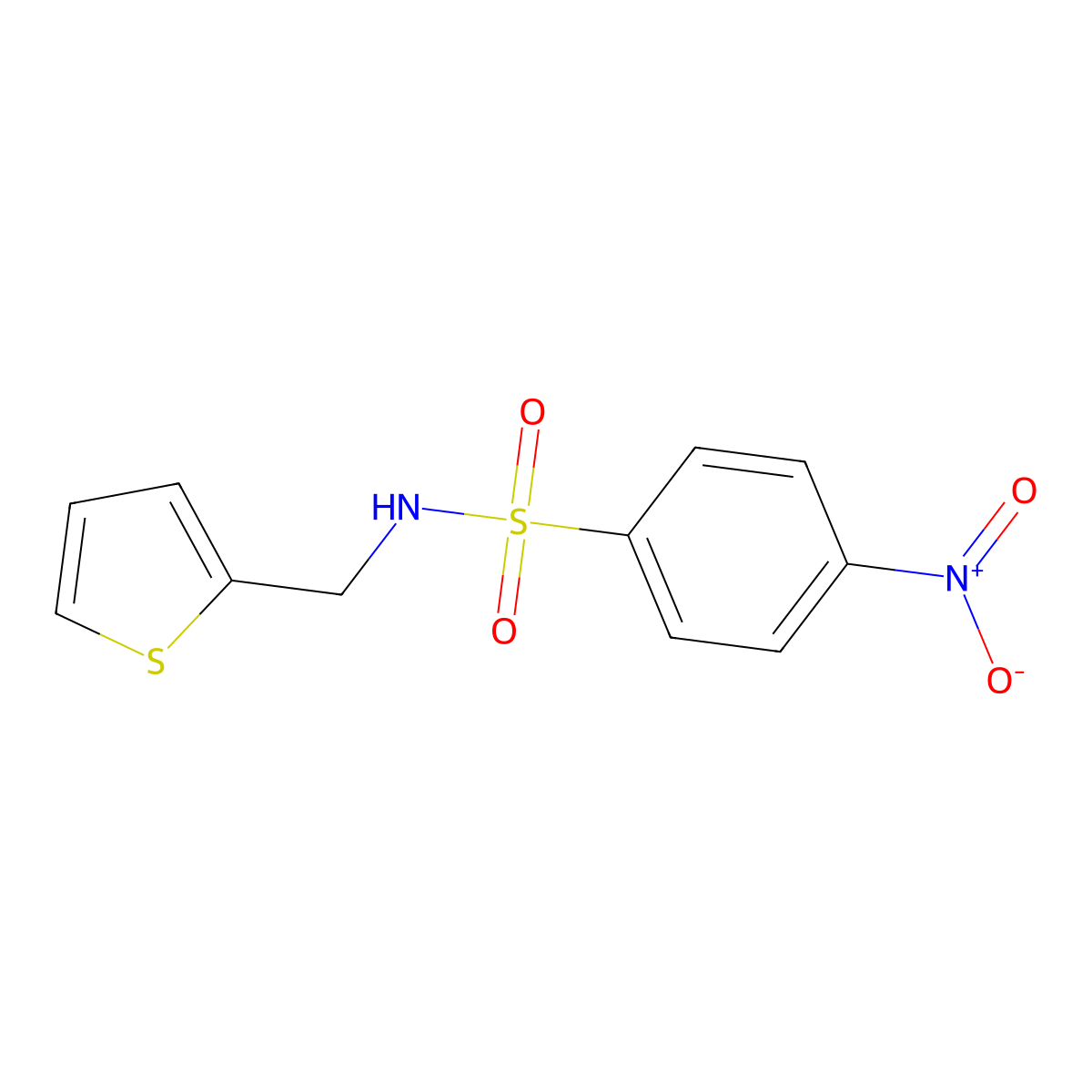 4-nitro-N-(thiophen-2-ylmethyl)benzenesulfonamide molecular structure, CAS 321703-47-3