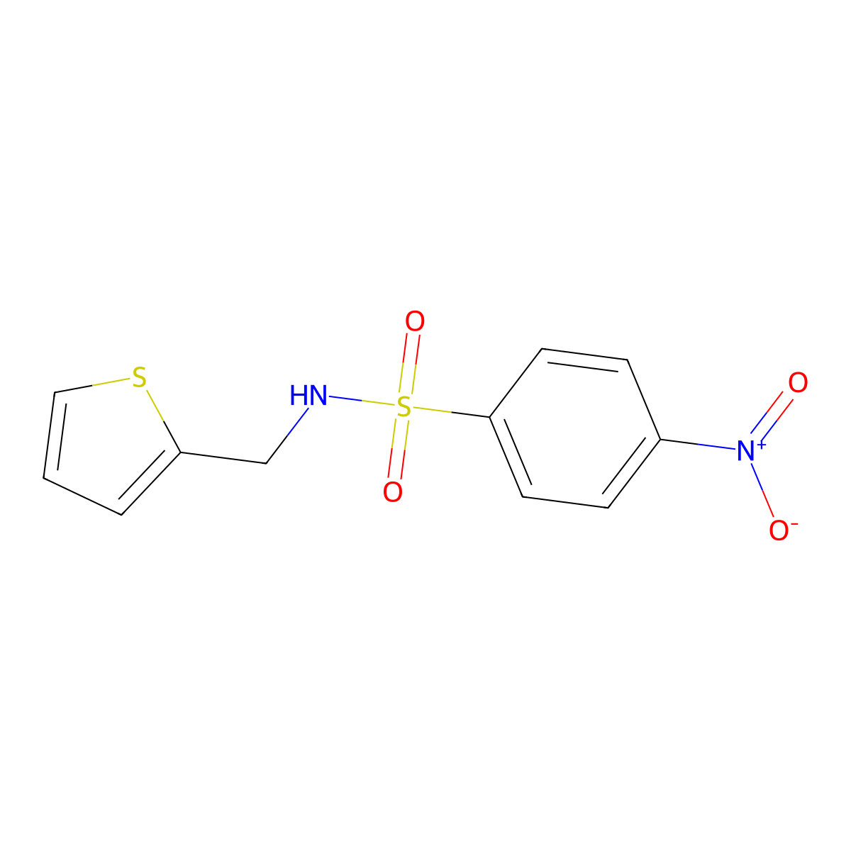 4-nitro-N-(thiophen-2-ylmethyl)benzenesulfonamide molecular structure, CAS 321703-47-3
