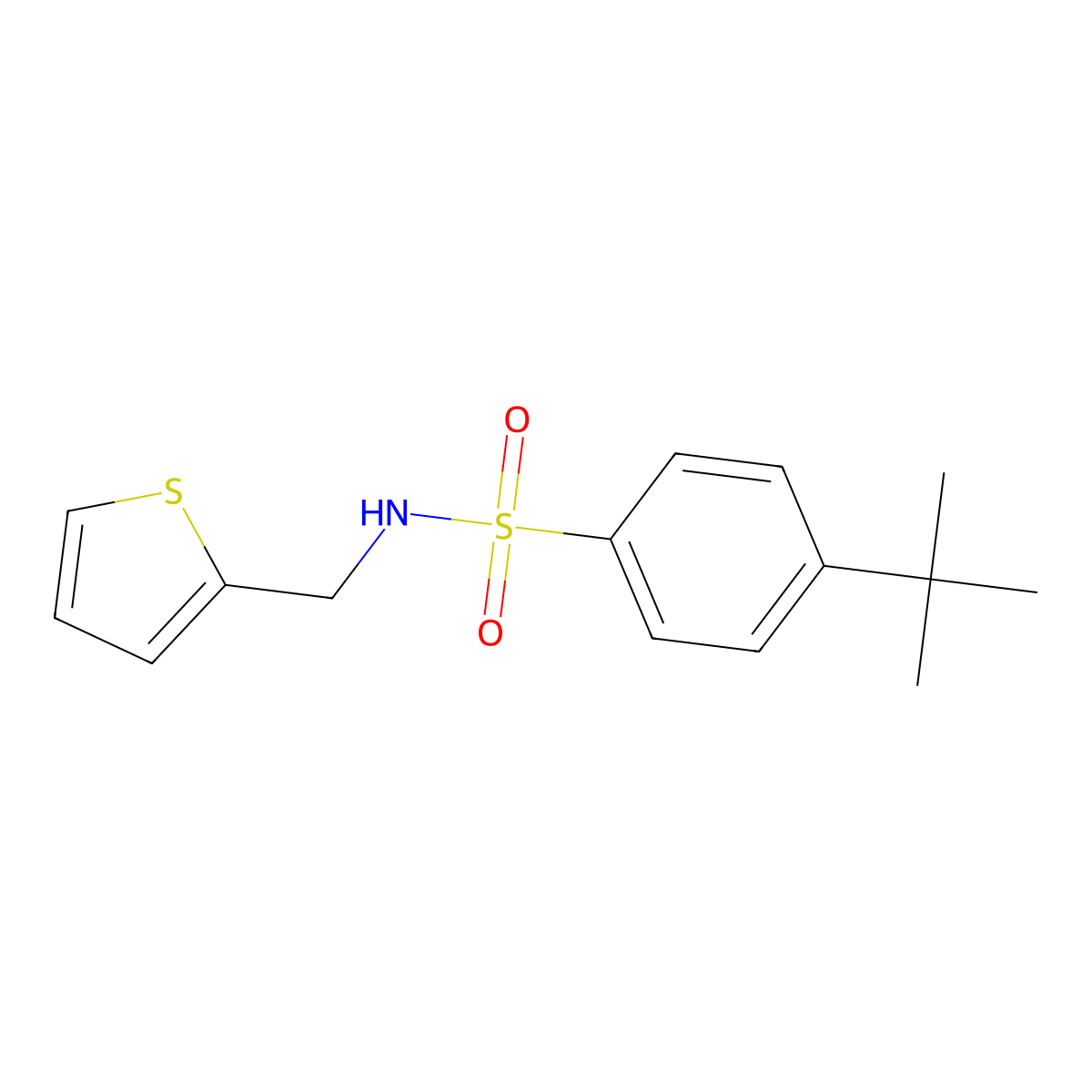 4-tert-butyl-N-(thiophen-2-ylmethyl)benzenesulfonamide molecular structure, CAS 321703-48-4