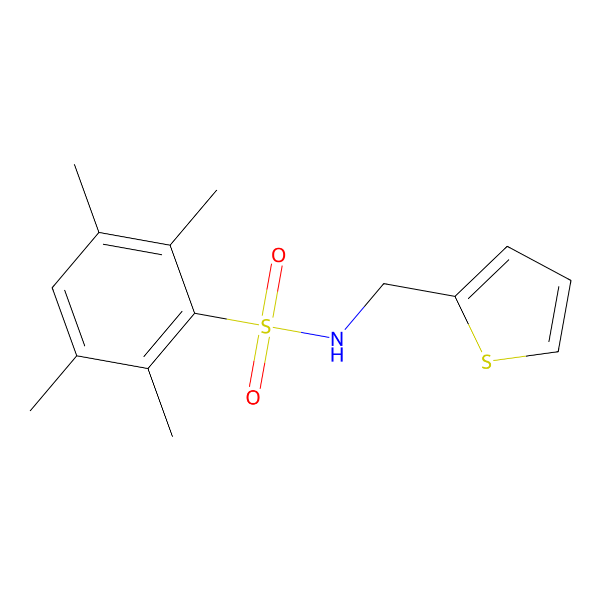 [(2,3,5,6-Tetramethylphenyl)sulfonyl](2-thienylmethyl)amine molecular structure, CAS 321703-50-8