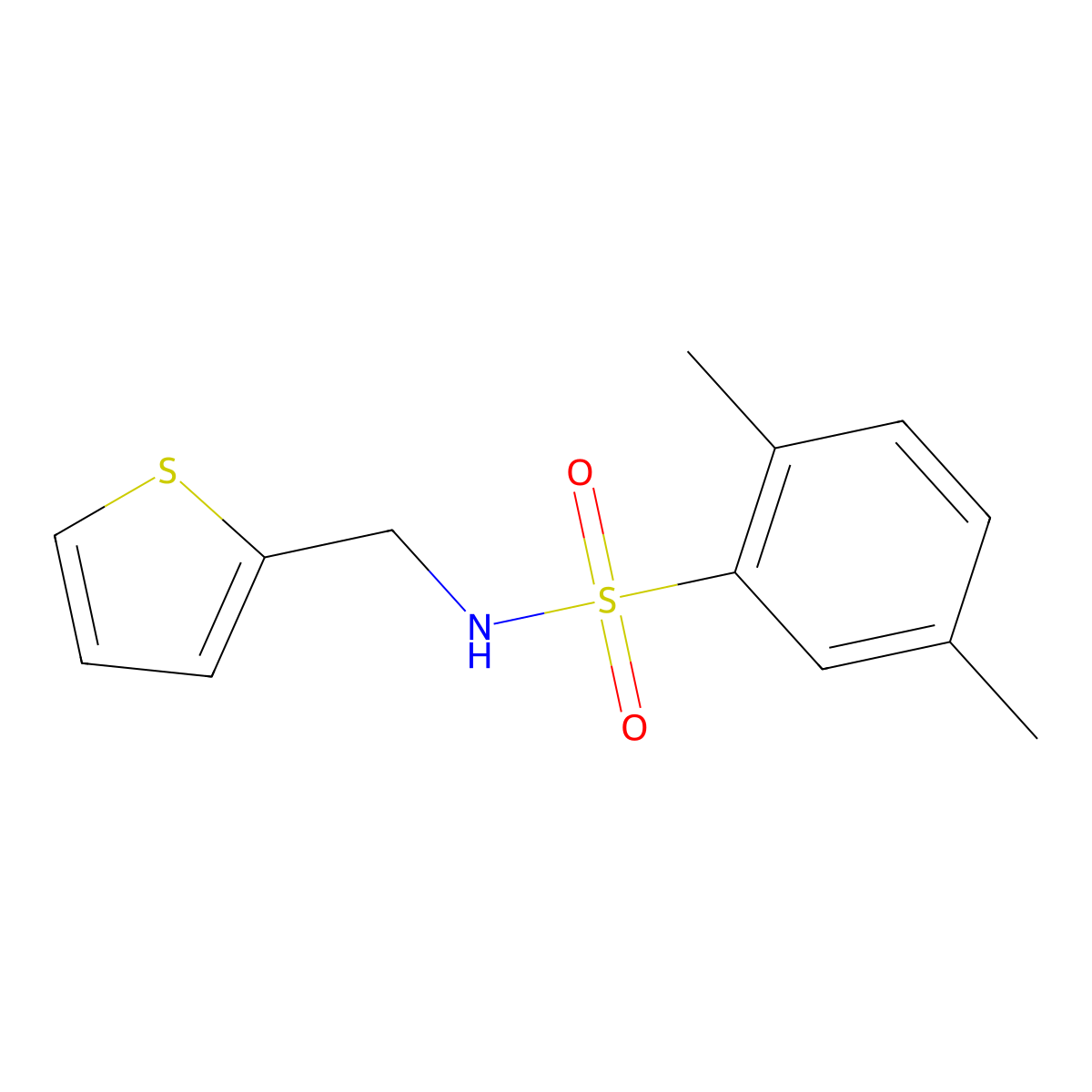 2,5-dimethyl-N-(thiophen-2-ylmethyl)benzenesulfonamide molecular structure, CAS 321703-51-9
