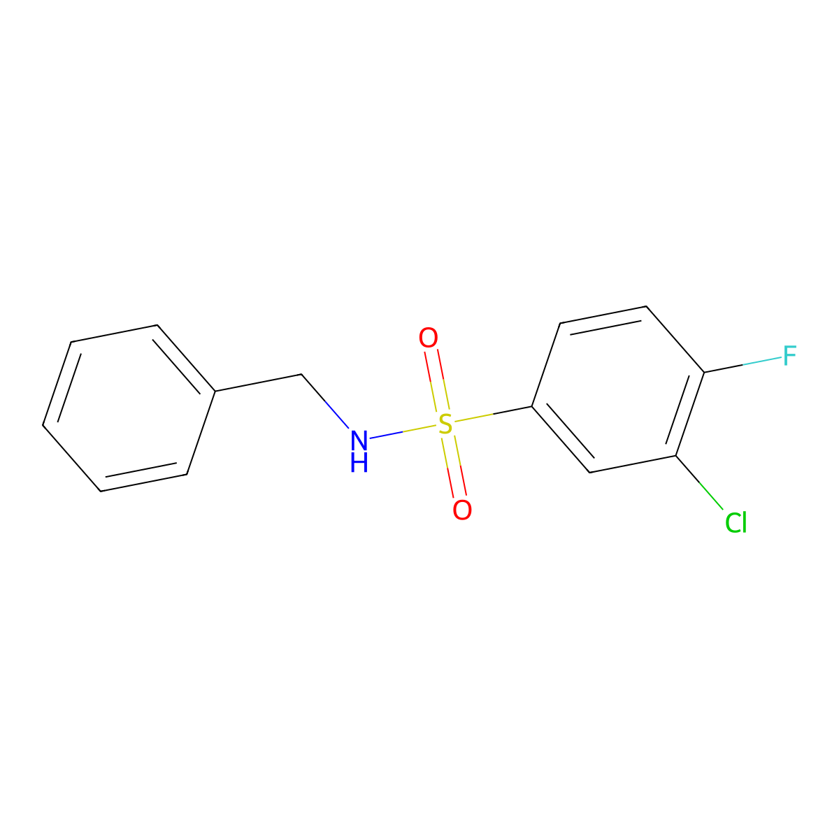 N-benzyl-3-chloro-4-fluorobenzenesulfonamide molecular structure, CAS 321704-18-1