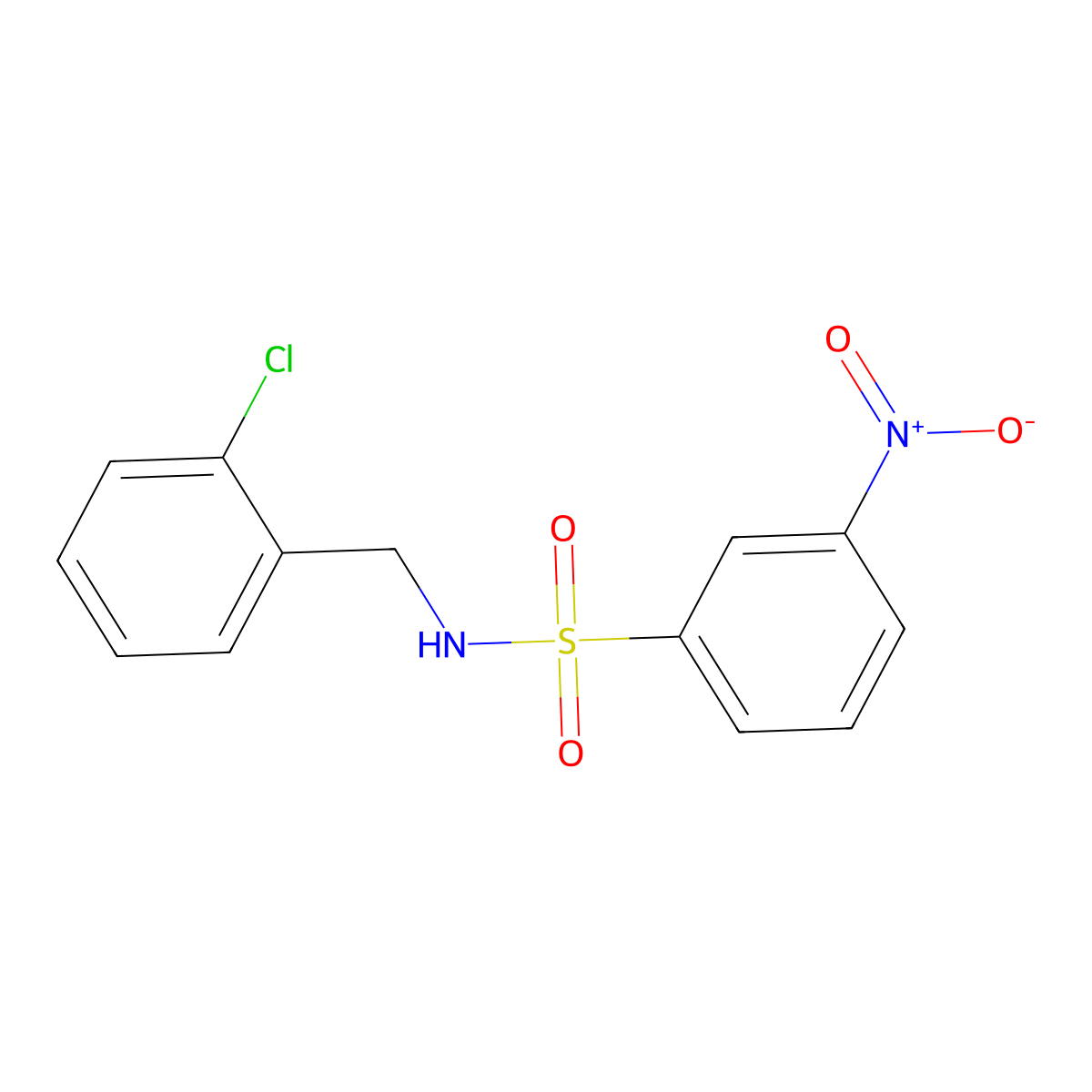 N-(2-chlorobenzyl)-3-nitrobenzenesulfonamide molecular structure, CAS 321704-44-3