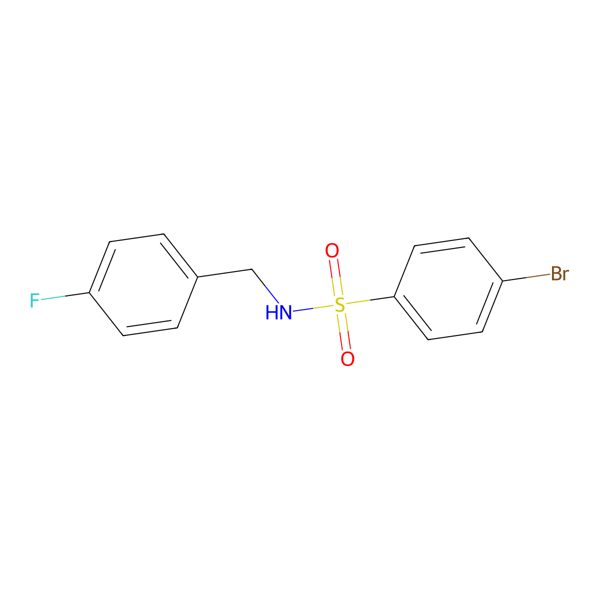 4-bromo-N-(4-fluorobenzyl)benzenesulfonamide molecular structure, CAS 321705-18-4