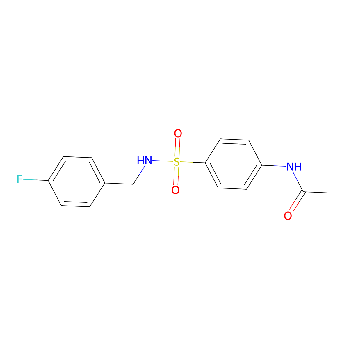 N-{4-[(4-fluorobenzyl)sulfamoyl]phenyl}acetamide molecular structure, CAS 321705-20-8