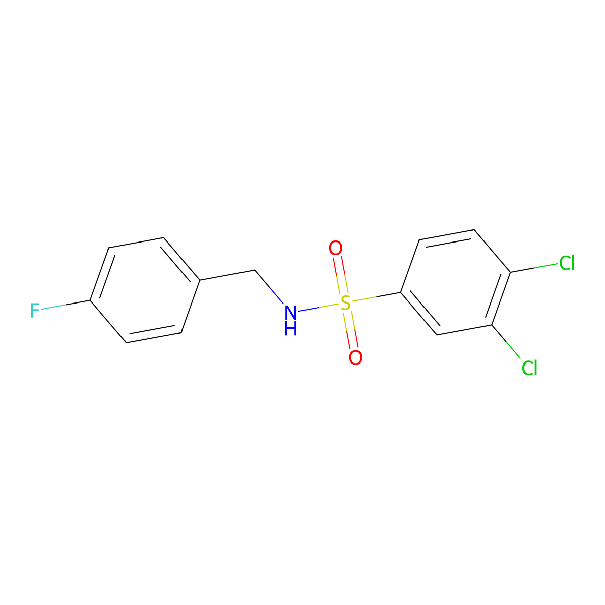 3,4-dichloro-N-[(4-fluorophenyl)methyl]benzene-1-sulfonamide molecular structure, CAS 321705-26-4
