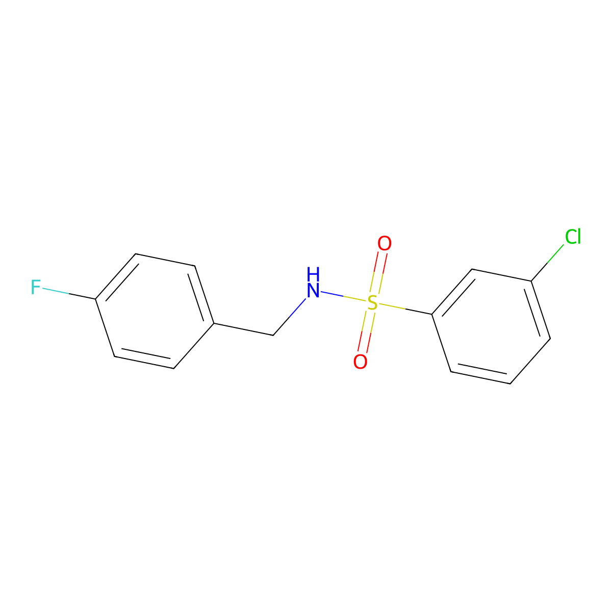 3-chloro-N-[(4-fluorophenyl)methyl]benzene-1-sulfonamide molecular structure, CAS 321705-36-6