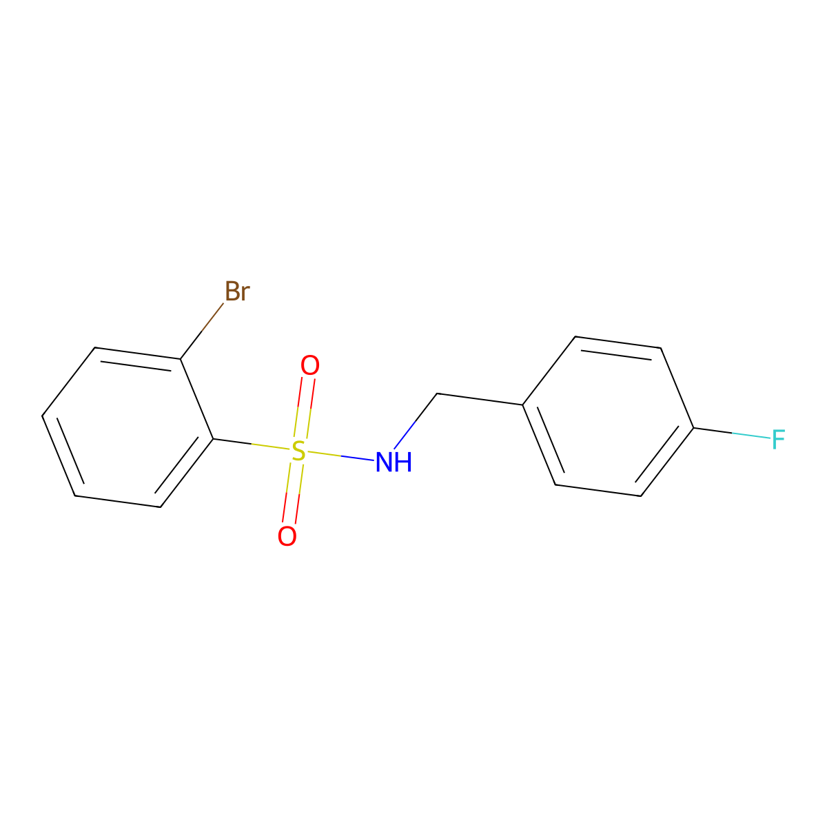 2-Bromo-N-(4-fluorobenzyl)benzenesulfonamide molecular structure, CAS 321705-40-2