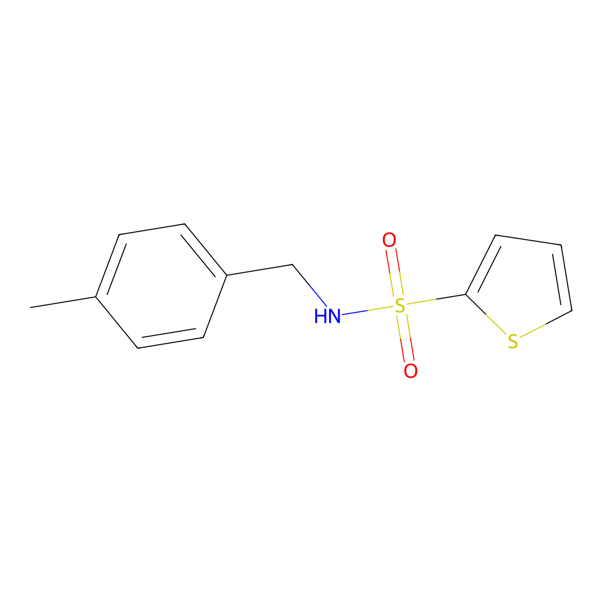 N-[(4-methylphenyl)methyl]thiophene-2-sulfonamide molecular structure, CAS 321705-51-5