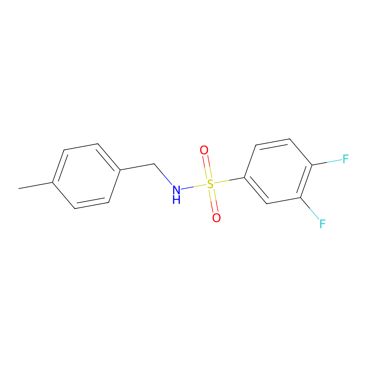 3,4-difluoro-N-(4-methylbenzyl)benzenesulfonamide molecular structure, CAS 321705-77-5