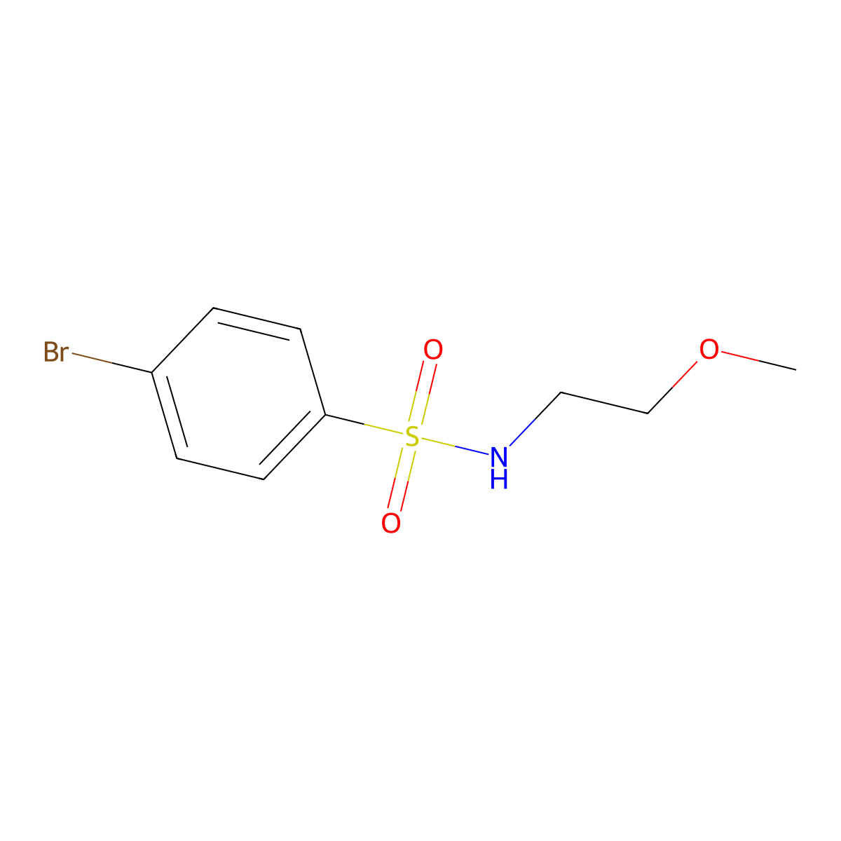 4-bromo-N-(2-methoxyethyl)benzenesulfonamide molecular structure, CAS 321705-89-9