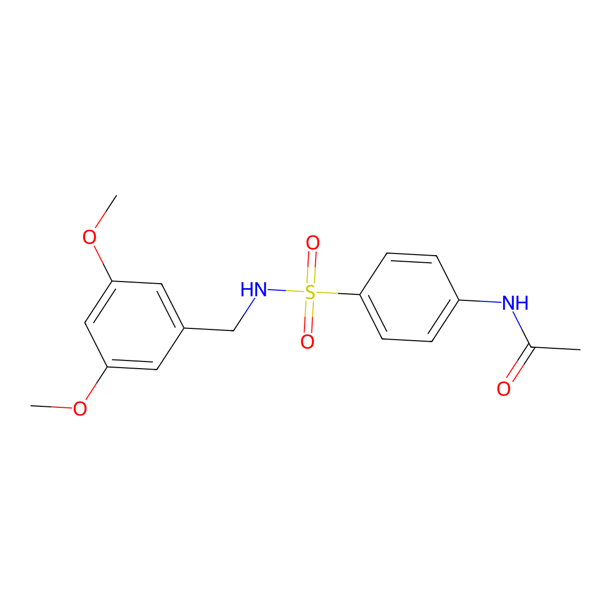 N-{4-[(3,5-dimethoxybenzyl)sulfamoyl]phenyl}acetamide molecular structure, CAS 321712-04-3