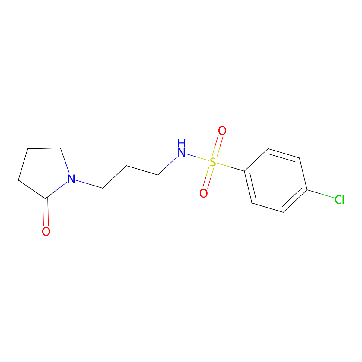 4-Chloro-N-(3-(2-oxopyrrolidin-1-yl)propyl)benzenesulfonamide molecular structure, CAS 321713-50-2