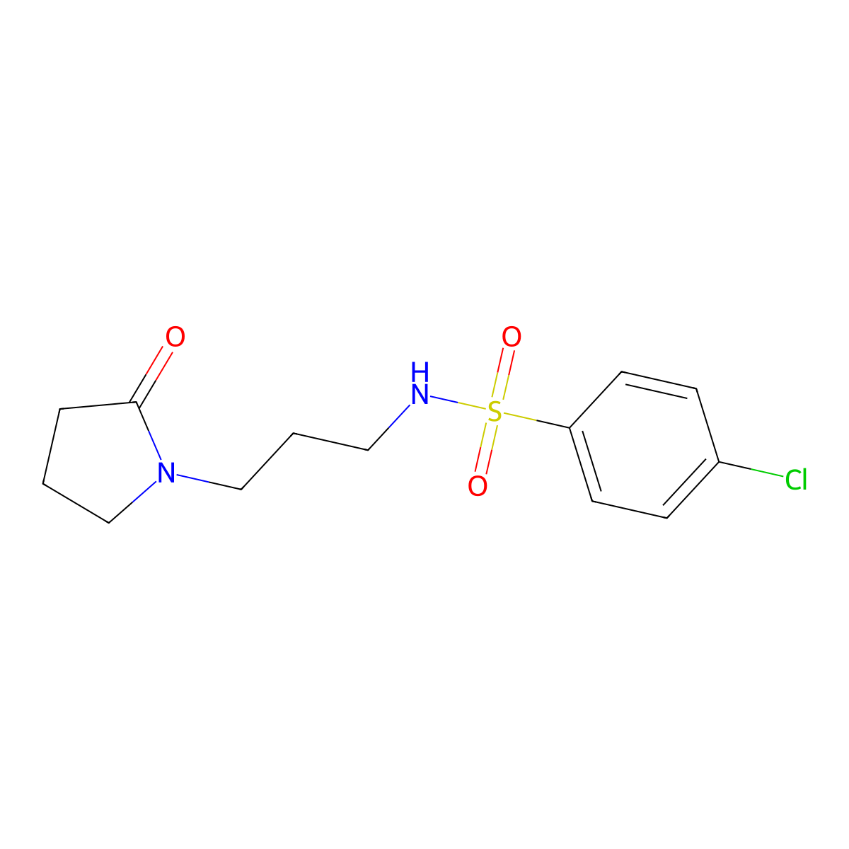 4-Chloro-N-(3-(2-oxopyrrolidin-1-yl)propyl)benzenesulfonamide molecular structure, CAS 321713-50-2
